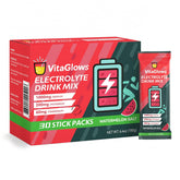 VitaGlows emballage de poudre électrolytique, pratique pour hydratation rapide.