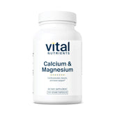 Vital Nutrients Calcium et Magnésium – bouteille vegan présentant la formule et les gélules