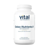 Bouteille Vital Nutrients Osteo-Nutrients II prête à soutenir les os et les dents.