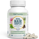 Vital Hair Complex de Vital Nutritive — bouteille et gélules pour cheveux plus forts.