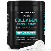 Vital Vitamins Poudre collagène multi, dissolution rapide dans l'eau, idéale pour votre boisson quotidienne.