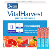 VitalHarvest pochette électrolytes pamplemousse, hydratation rapide en déplacement.