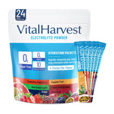 VitalHarvest sachets électrolytes sans sucre, emballage portable pour rester hydraté en déplacement