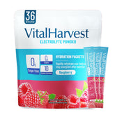 VitalHarvest sachets électrolytes framboise format compact prêt à l'emploi.
