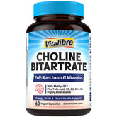 Capsules Vitalibre Choline Bitartrate 300 mg sur plan de travail, soutien potentiel à la concentration.