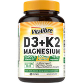 Vitalibre D3 K2 Magnésium: gélules à absorption élevée pour énergie quotidienne