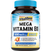 Vitalibre vitamine B1 500 mg en capsules, soutien potentiel de l'énergie issue des repas.