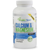 Vitalité Now bouteille calcium magnesium D3 montrant une solution complète pour le soutien osseux