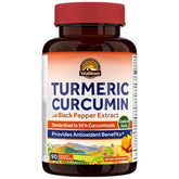 Vitalitown Curcuma: bouteille et racine 1800 mg pour utilisation quotidienne.