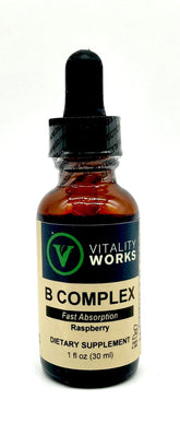 Vitality Works B Complex flacon liquide 30 ml prêt à l’emploi quotidien.