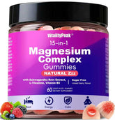 VitalityPeak gommes magnésium 15-en-1 : absorption élevée et soutien nerveux.