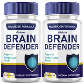 Vitaluxa Brain Defender: bouteille avec étiquette, pratique pour la routine quotidienne de concentration.