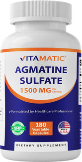 Vitamatic Agmatine sulfate en bouteille, dosage 1500 mg par portion.