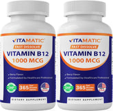 Vitamatic B12 comprimés à dissolution rapide avec saveur baie naturelle pour l'énergie quotidienne