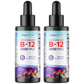 Vitamatic B12 liquide saveur framboise, bouteille 2 onces, soutien potentiel d'énergie.