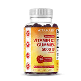 Gommes Vitamatic D3 5000 UI, mûre naturelle, soutien potentiel des os.