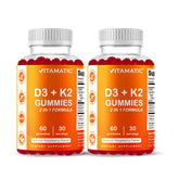 Gommes Vitamatic D3 et K2 saveur framboise, dégustation naturelle pour votre routine