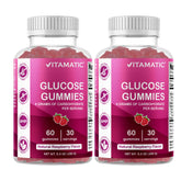 Vitamatic gommes glucose framboise – bouteille pleine, énergie rapide et pratique.