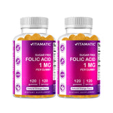 Gommes Vitamatic acide folique 1000 mcg dans une bouteille, format pratique.