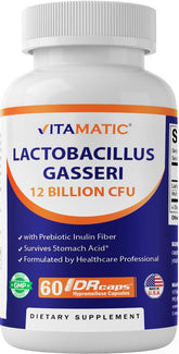 Vitamatic Lactobacillus Gasseri - bouteille montrant le format 60 capsules pour soutien potentiel.