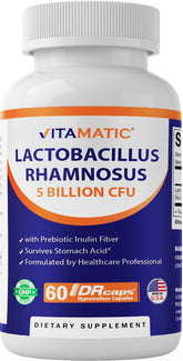 Vitamatic Lactobacillus Rhamnosus en bouteille, soutien digestif pratique au quotidien.