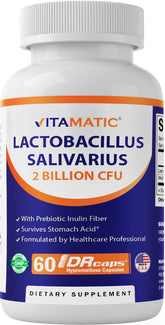 Vitamatic Lactobacillus Salivarius, 60 capsules, soutien digestif quotidien.