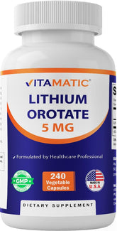 Vitamatic Lithium Orotate 5 mg, capsules faciles à avaler pour votre routine quotidienne.