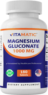 Vitamatic magnésium gluconate 1000 mg – bouteille, soutien potentiel des muscles