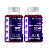 Gommes Vitamatic Mélatonine, bouteille fraise, soutien potentiel au sommeil paisible.