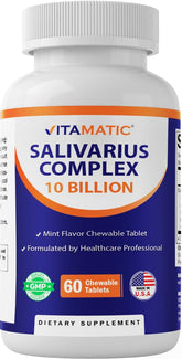 Vitamatic Salivarius Complex emballage visible, routine bucco-dentaire pratique.