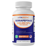 Vitamatic Serrapeptase: bouteille enterique protégeant les actifs contre l'acide gastrique.
