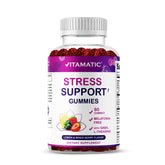 Gommes Vitamatic Stress Relief dans la bouteille, favorisant la détente au quotidien.