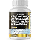 Vitamax Pure Shilajit – bouteille et capsules, énergie naturelle potentielle.