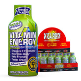 Vitamin Energy Focus+ Shot: bouteille bleu framboise prête à stimuler concentration et énergie.