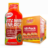 Vitamin Energy Focus+ Shot Fruit Punch – énergie rapide et concentration accessibles dans une bouteille compacte.