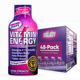Vitamin Energy Immune Plus Shot goût raisin, bouteille prête à l’emploi pour une énergie durable.