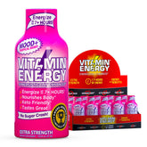 Vitamin Energy Mood+ Shot tropical-berry, bouteille prête pour énergie durable et concentration.