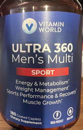 Vitamin World Ultra 360 Homme Multi Sport – bouteille, soutien énergétique potentiel pour l’entraînement.