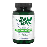 Vitanica Adrenal Assist — bouteille de capsules pour le soutien possible des glandes surrénales.