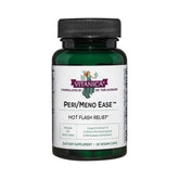 Bouteille Vitanica Peri/Meno Ease montrant les capsules; soutien potentiel contre bouffées de chaleur et sommeil.