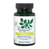 Vitanica Rhodiola Extrait 200 mg: bouteille montrée, soutien énergie durable.