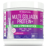 Vitauthority Multi Collagen Probiotiques – bouteille: soutien potentiel pour peau et digestion.