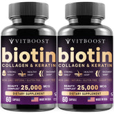 Vitboost Biotine avec Acide Hyaluronique – bouteille pour cheveux et peau.