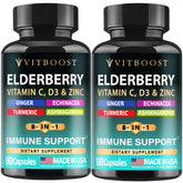 VITBOOST bouteille Sureau et Zinc, indiquant un soutien immunitaire potentiel.