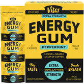 Gomme Viter Energy menthe dans un paquet refermable, énergie rapide en déplacement