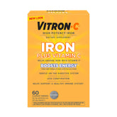 Vitron-C, bouteille de 60 tablettes, soutien potentiel à l'absorption du fer.