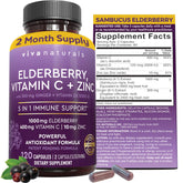 Viva Naturals Sureau Noir – emballage du complément, soutien immunitaire quotidien possible.