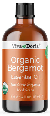 Huile de bergamote Viva Doria, bouteille ambrée, arôme rafraîchissant pour aromathérapie.