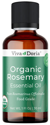 Viva Doria huile essentielle romarin — bouteille ambrée, diffusion douce et aromathérapie.