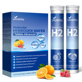 Tablettes VivoNu hydrogène orange se dissolvant rapidement pour une hydratation rafraîchissante.